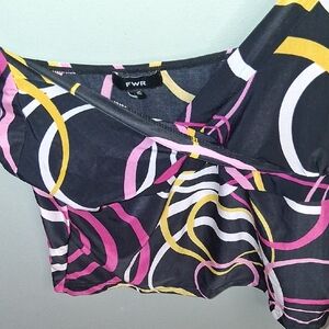 Women's Black and Pink Crop Top